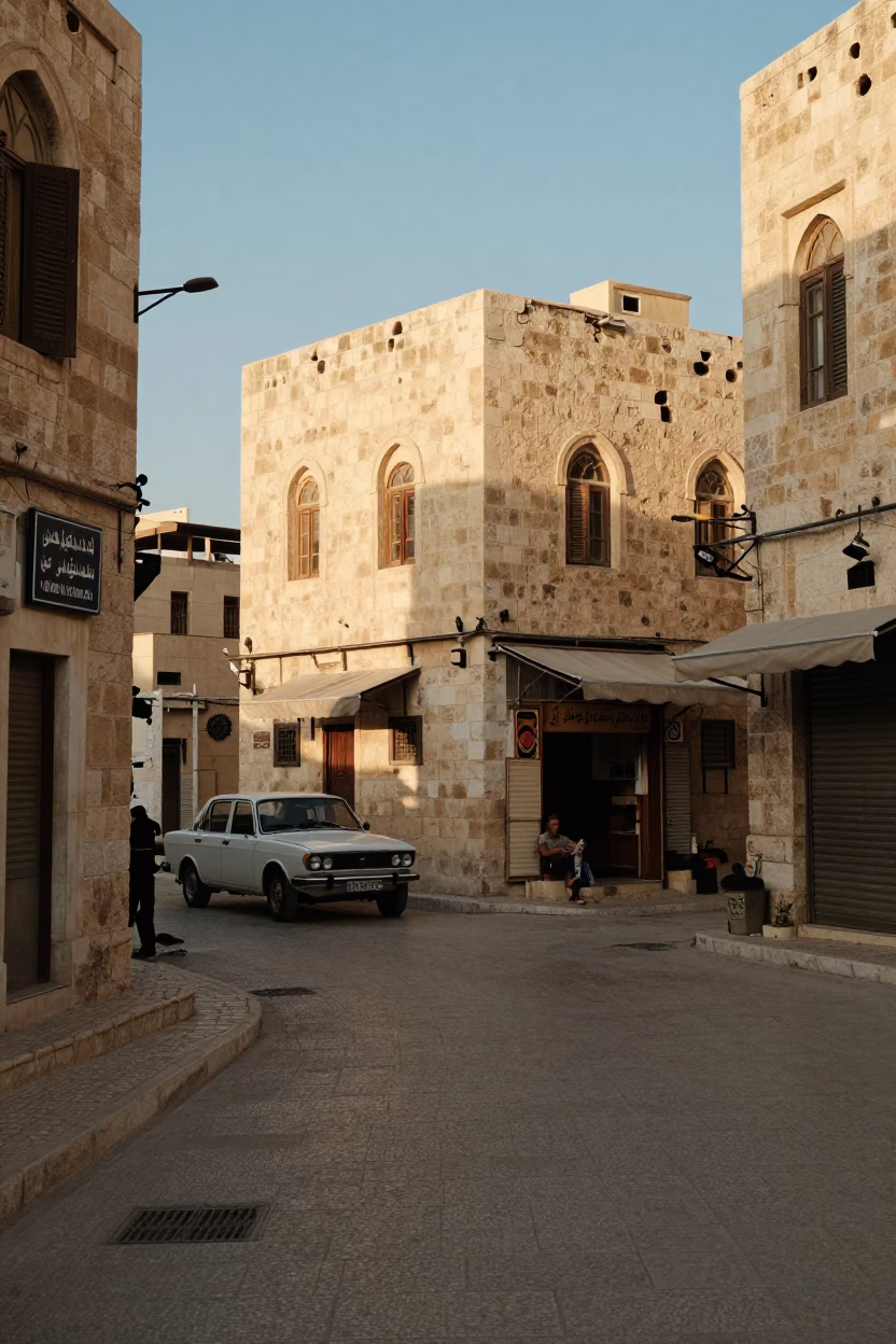 Amman Jordan Late Afternoon Street Scene with Vintage 1970s Details and Local Life in in Amman, Jordan
