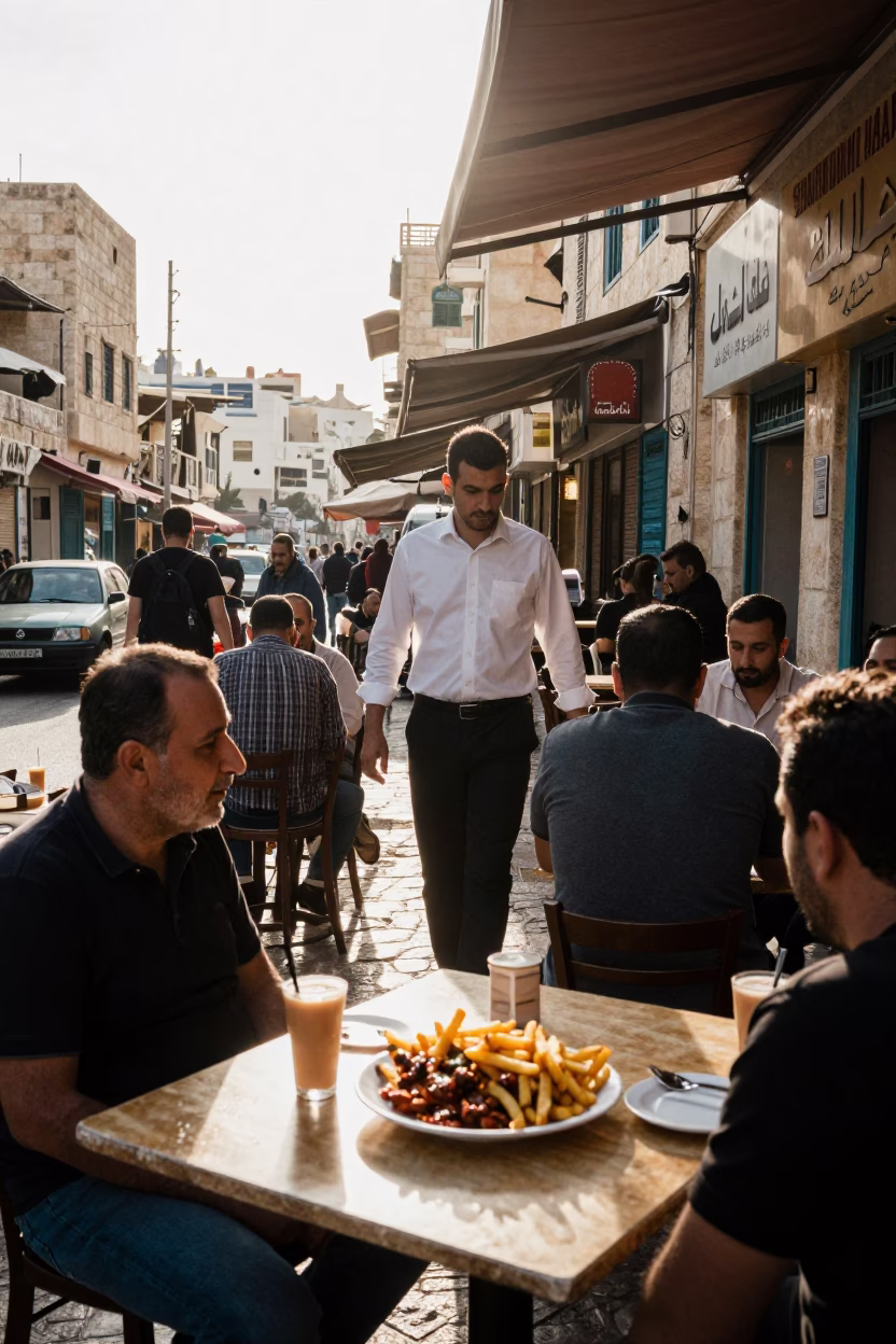 Amman Jordan Late Morning Street Scene with Local Food and Daily Life in in Amman, Jordan