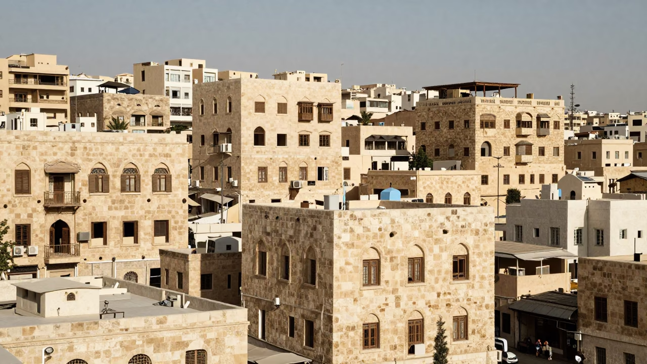 Amman Jordan Noon Light Stone Architecture and Street Life in in Amman, Jordan