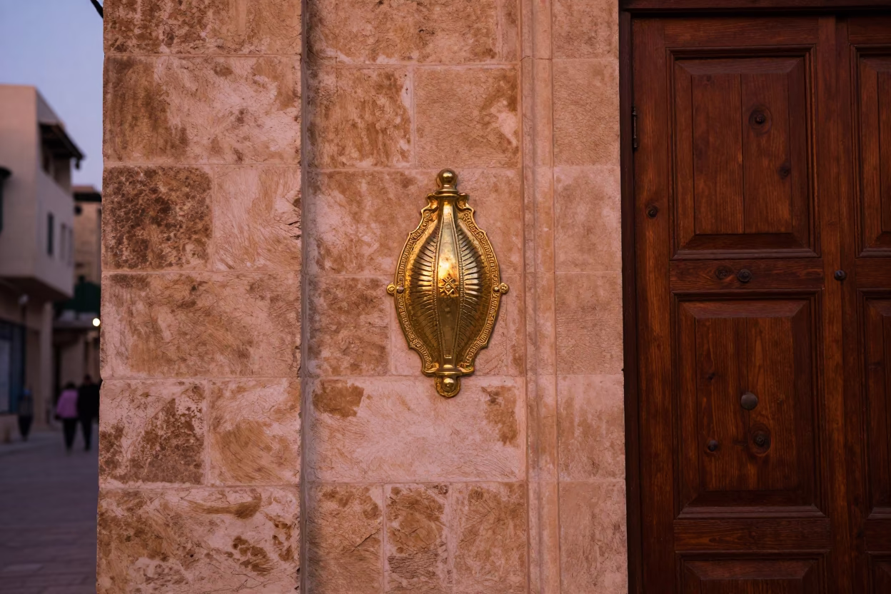 Amman Jordan street scene before dusk with brass escutcheon and cardigans in in Amman, Jordan