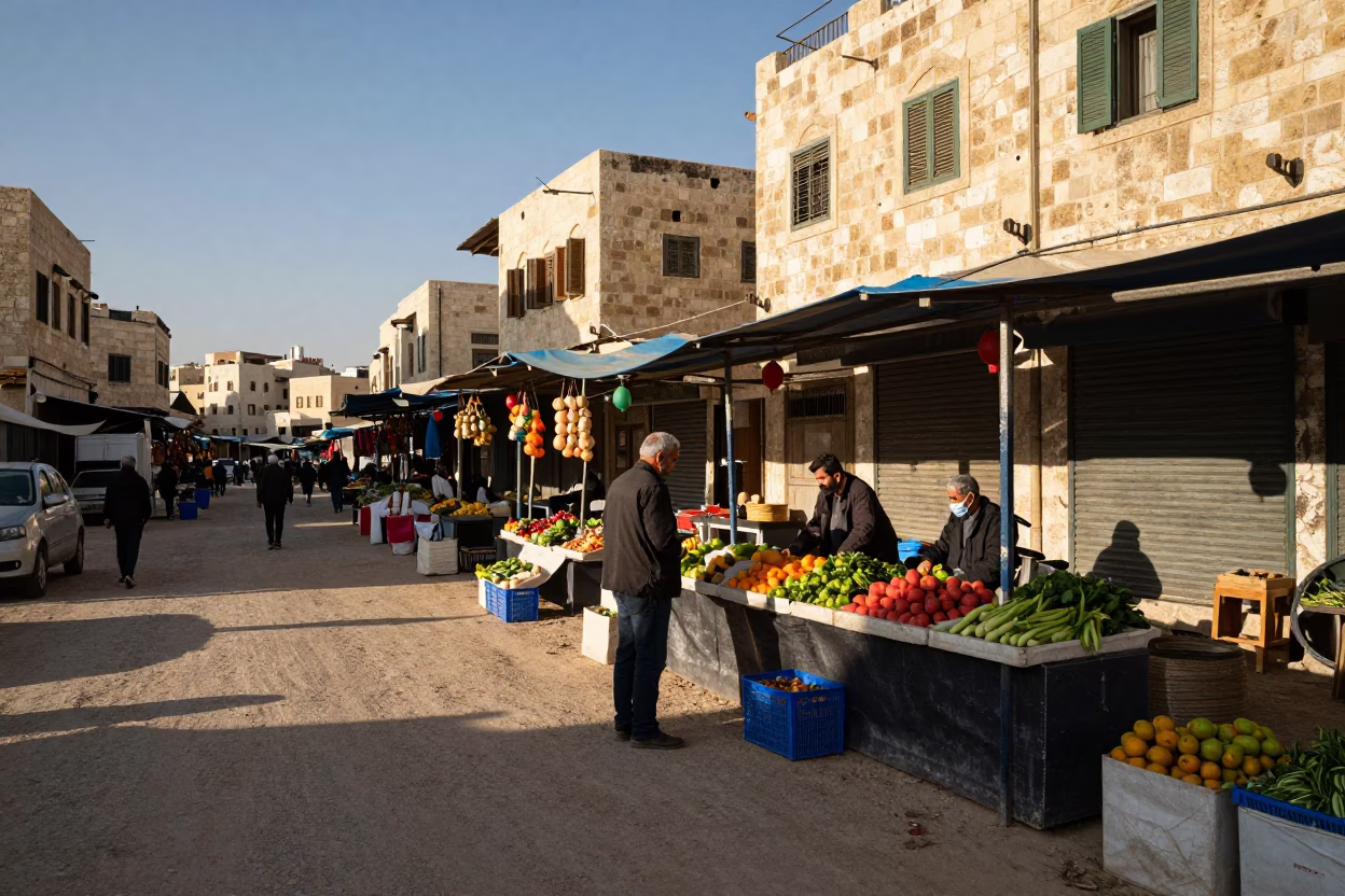Amman Jordan Street Scene Late Afternoon Light Local Market Interaction in in Amman, Jordan