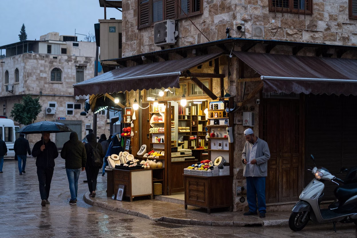 Amman Street Corner at Dusk Light in in Amman, Jordan