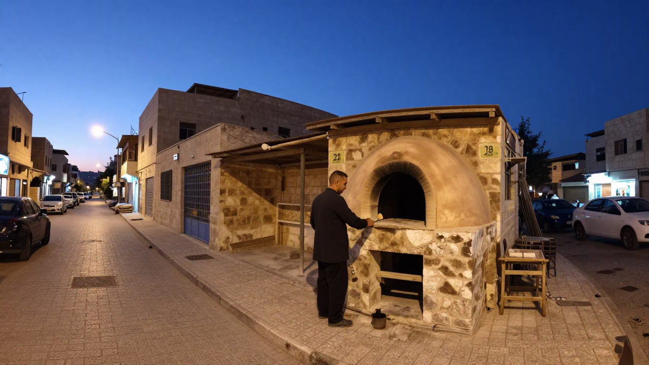 Amman Street Scene at Indigo Twilight After Sunset in in Amman, Jordan