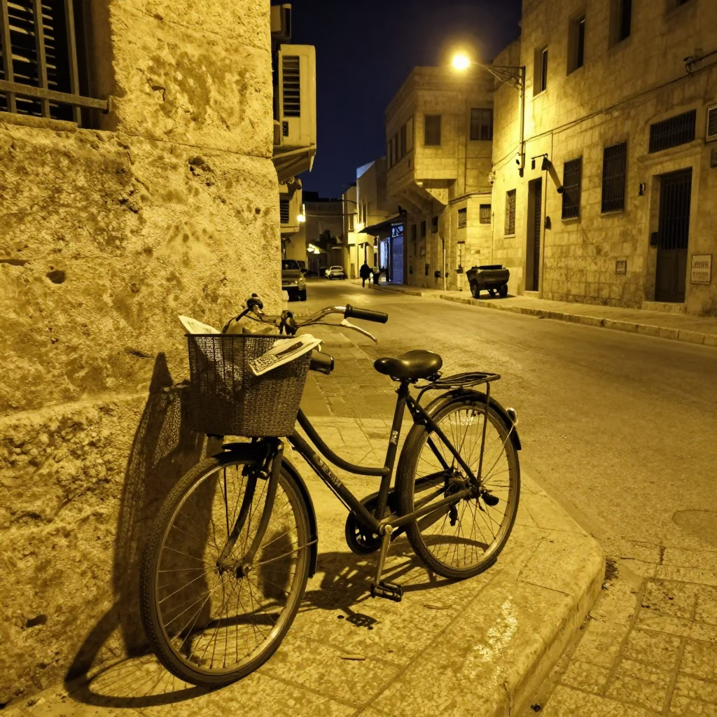 Amman Street Scene at Midnight Light in in Amman, Jordan