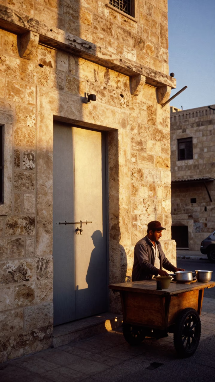 Amman Sunset Street Scene with Latch Sun Stripe and Local Interaction in in Amman, Jordan