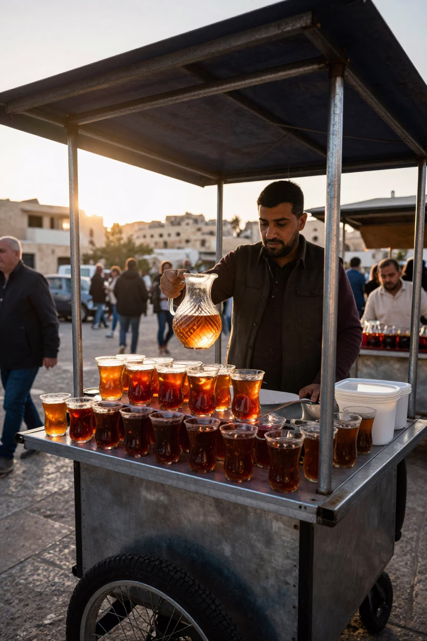 Amman Tea Stall at The Late Afternoon Light in in Amman, Jordan