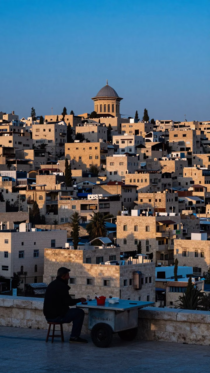 Amman Urban Life at Blue Hour in in Amman, Jordan