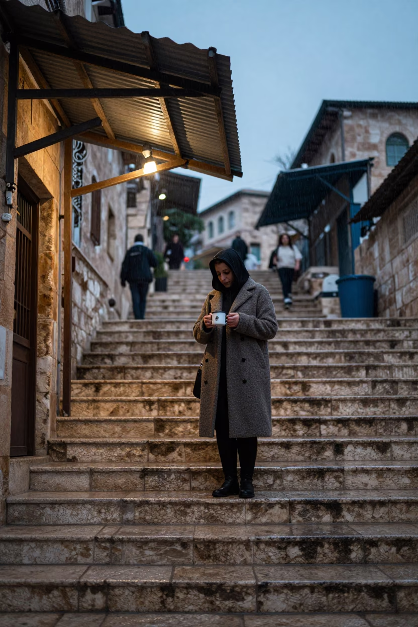 Amman Woman at Dusk Light in in Amman, Jordan