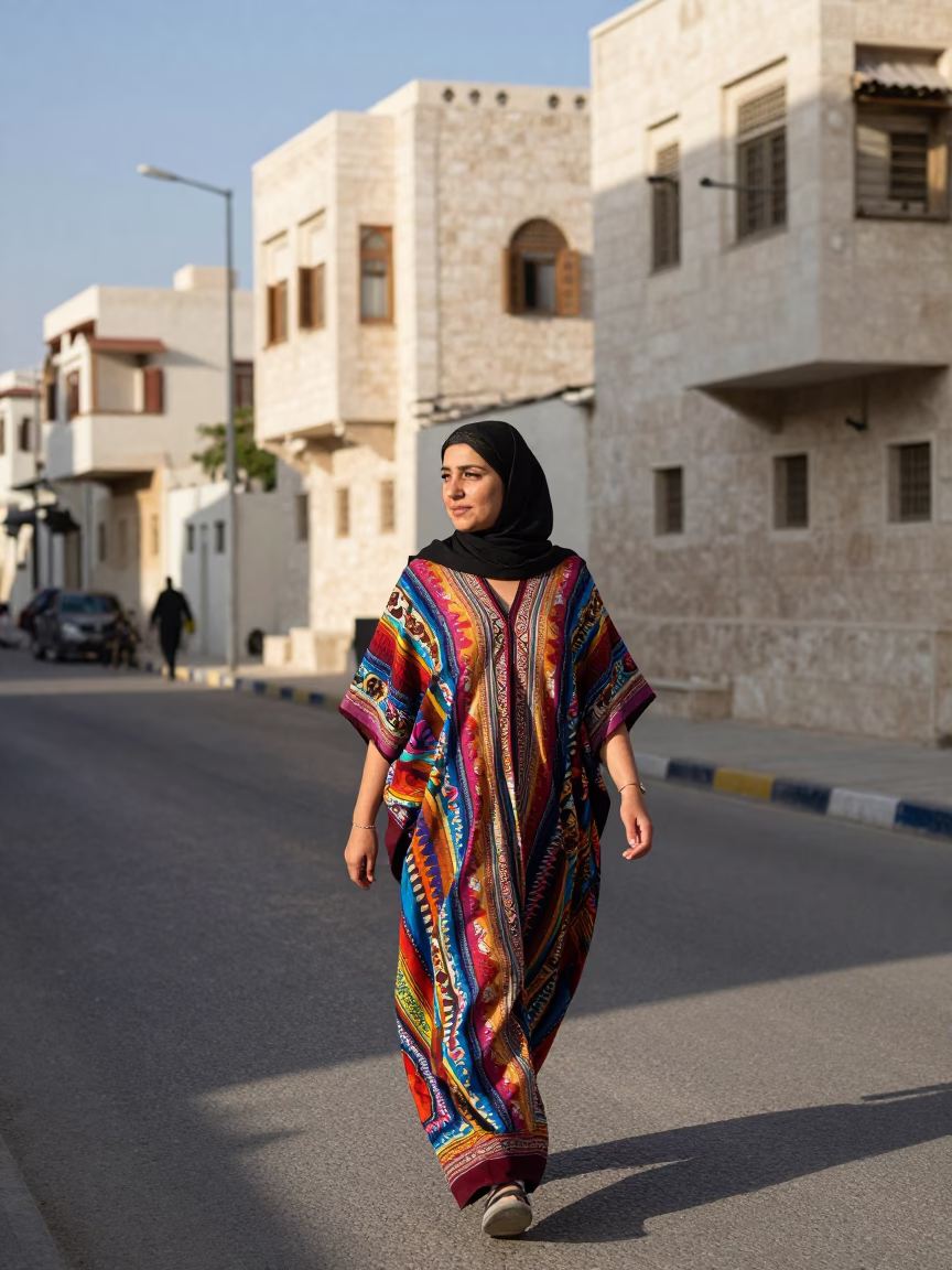 Amman Woman at The Late Morning Light in in Amman, Jordan