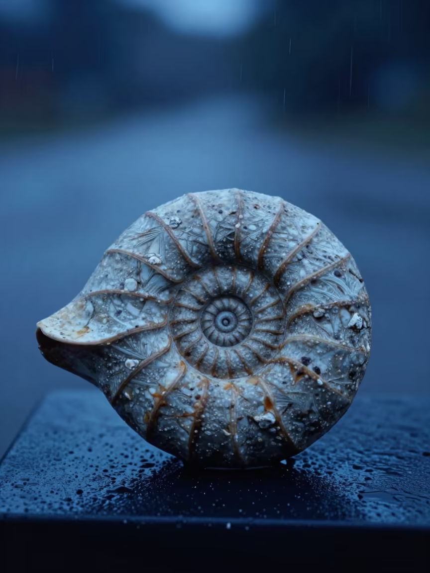 Ammonite Fossil Spiral Chambers Twilight Research in in Bonon