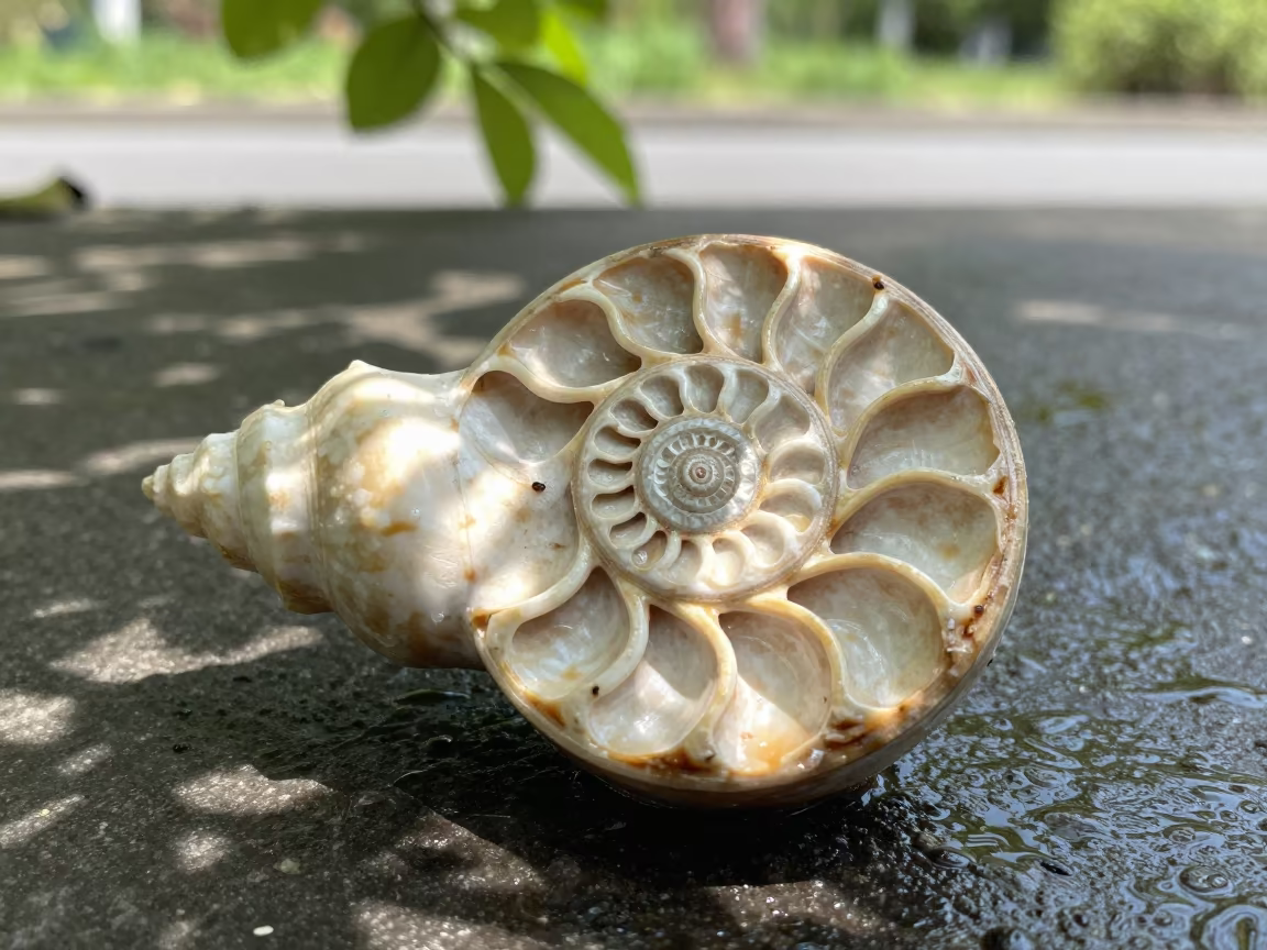 Ammonite Fossil Spiral Macro Dappled Light Beijing in in Beijing