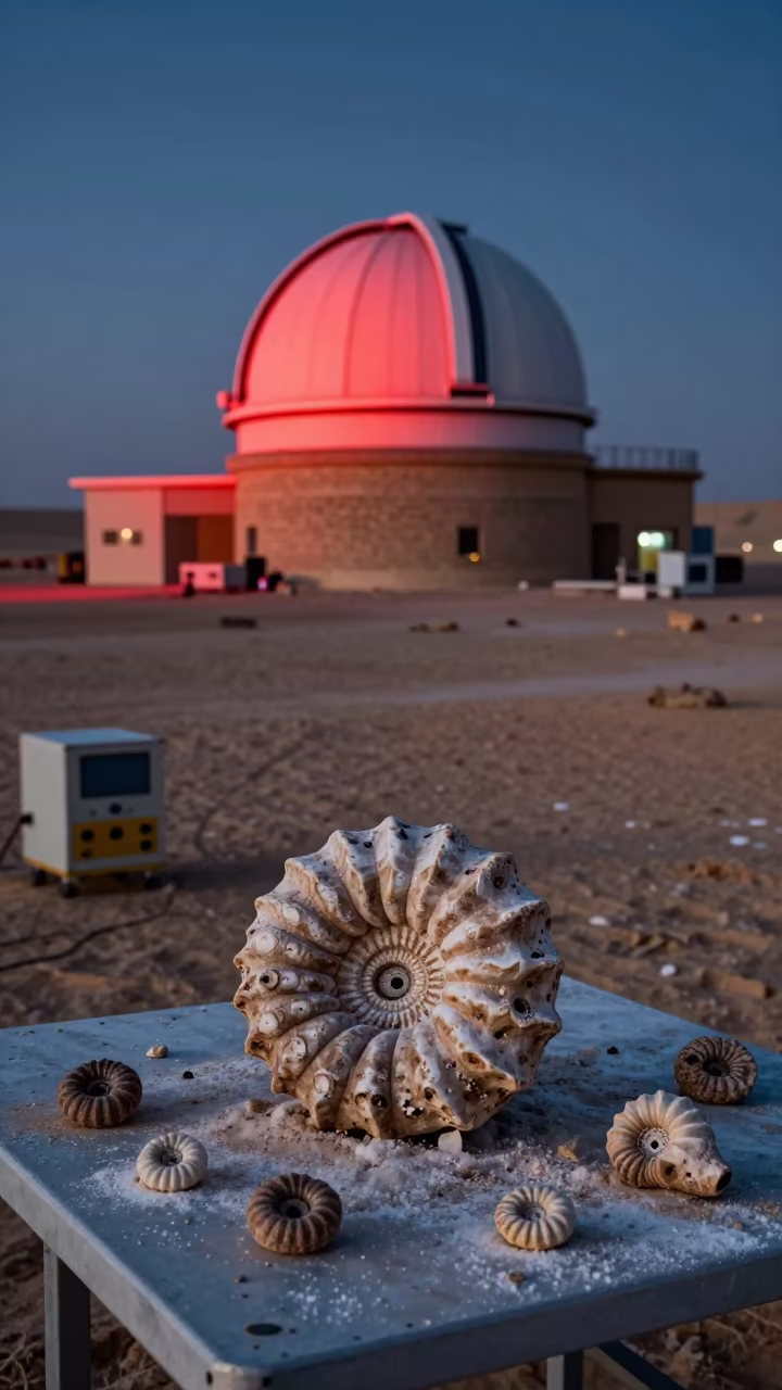 Ammonite Fossils Under Red Light Near Luxor in near Luxor