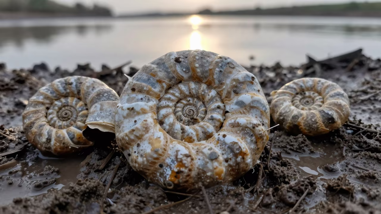 Ammonite Fossils Reflected in Water Samawah in near Samawah