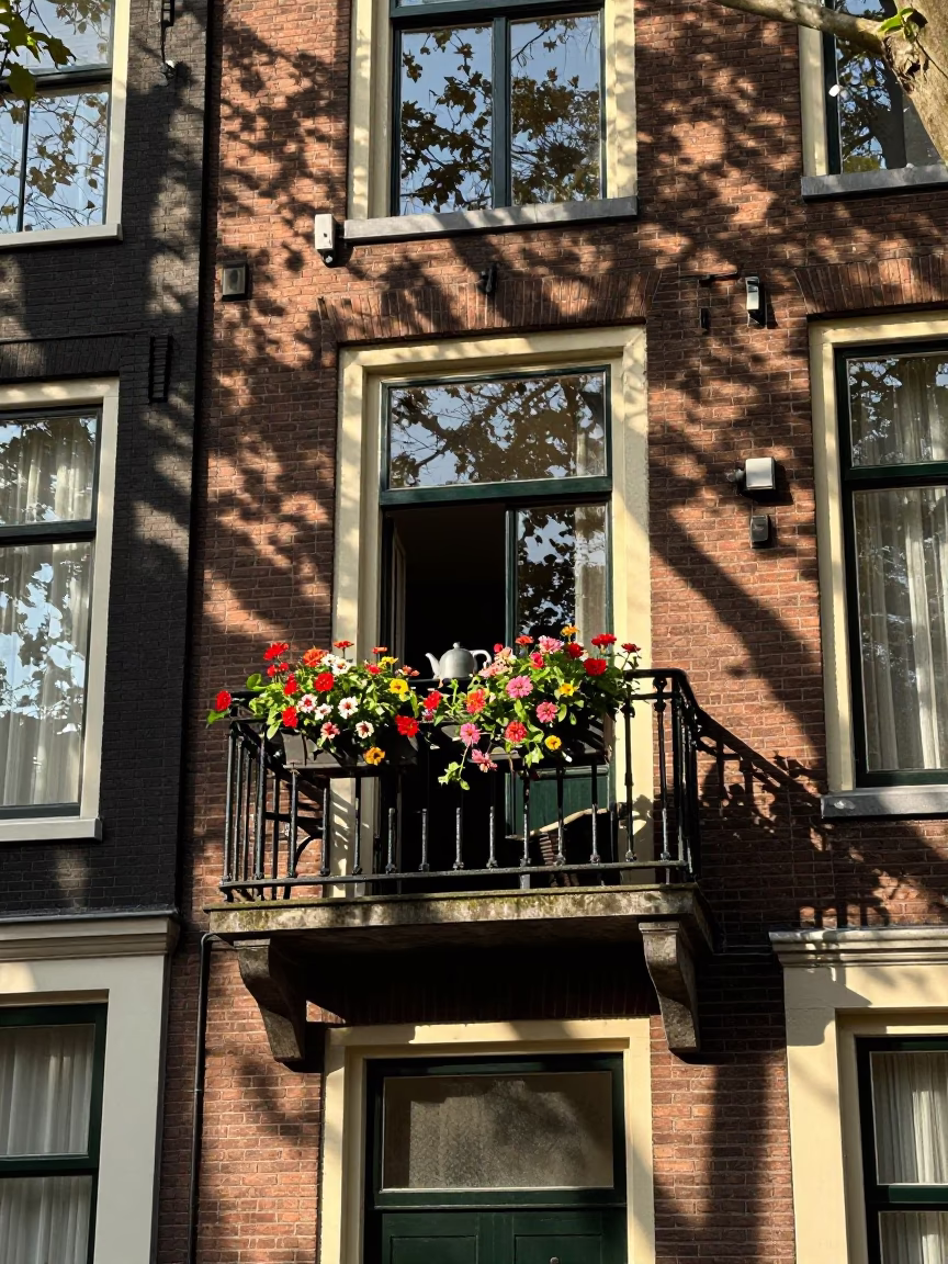 Amsterdam Balcony at Late Afternoon Light in in Amsterdam, Netherlands