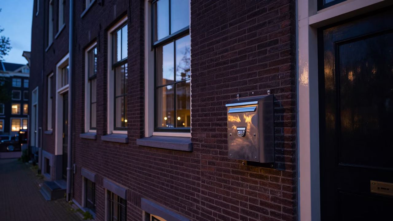 Amsterdam Canal House Lockbox Twilight Street Scene Netherlands in in Amsterdam, Netherlands