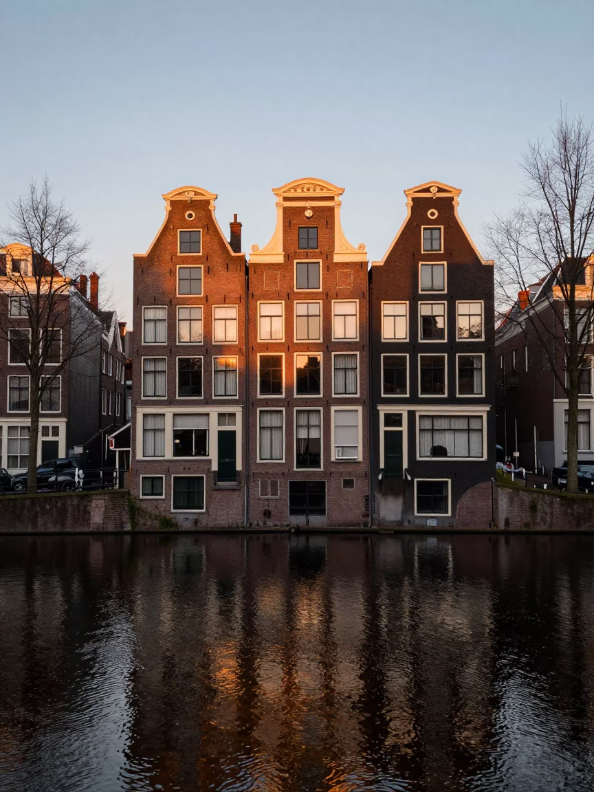 Amsterdam Dawn Light at First Light Of Dawn in in Amsterdam, Netherlands