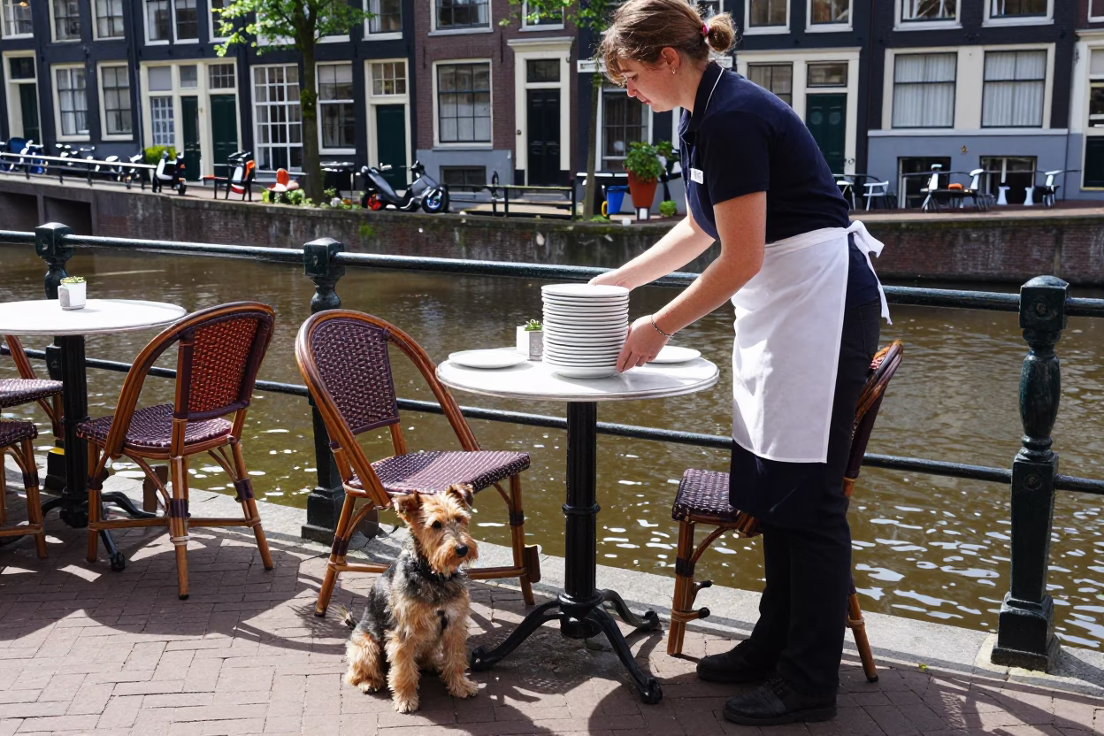 Amsterdam Dog at Flat Noon Light in in Amsterdam, Netherlands