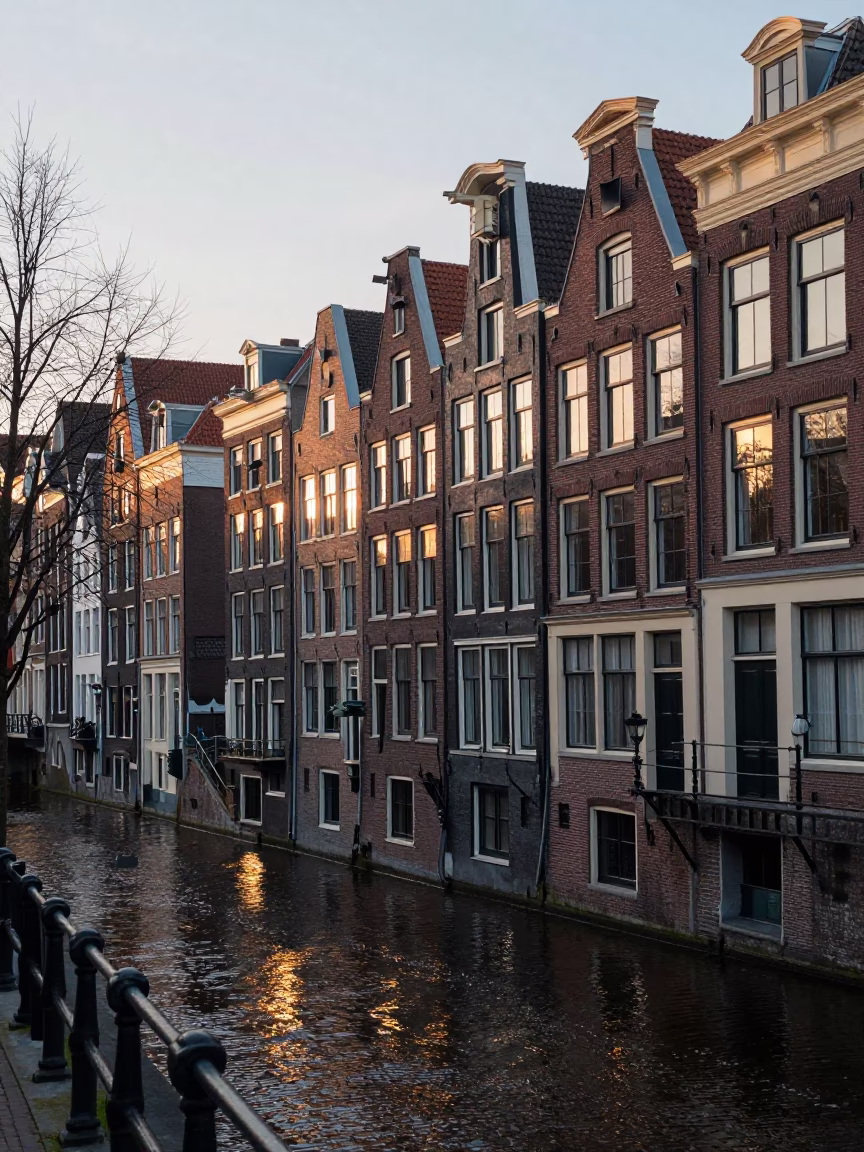 Amsterdam Early Morning at The Early Morning Light in in Amsterdam, Netherlands