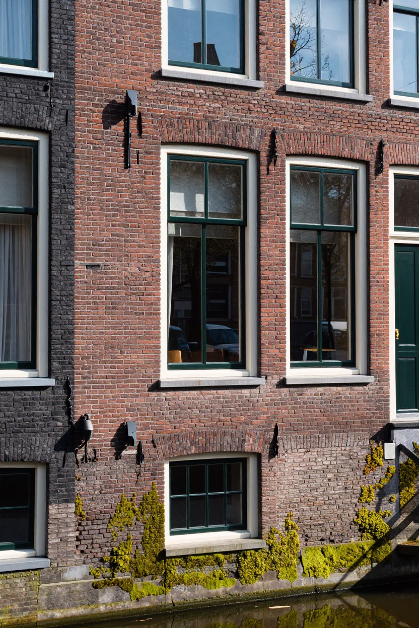 Amsterdam House Window at Midday Light in in Amsterdam, Netherlands