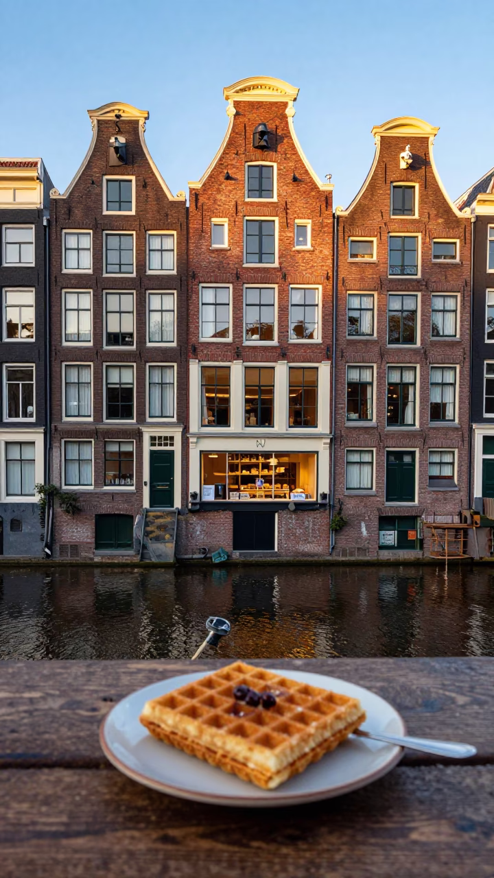Amsterdam Morning Light at Canal House Bakery with Stroopwafels in in Amsterdam, Netherlands