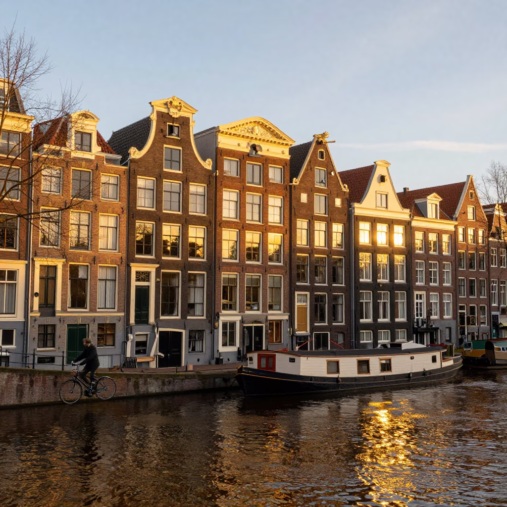 Amsterdam Rowboat at Golden Hour in in Amsterdam, Netherlands