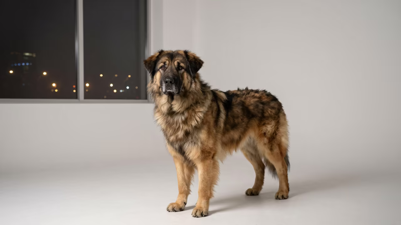 Anatolian Shepherd Portrait Hamad Town Studio in in a quiet portrait studio with a plain backdrop and eye-level framing in Hamad Town