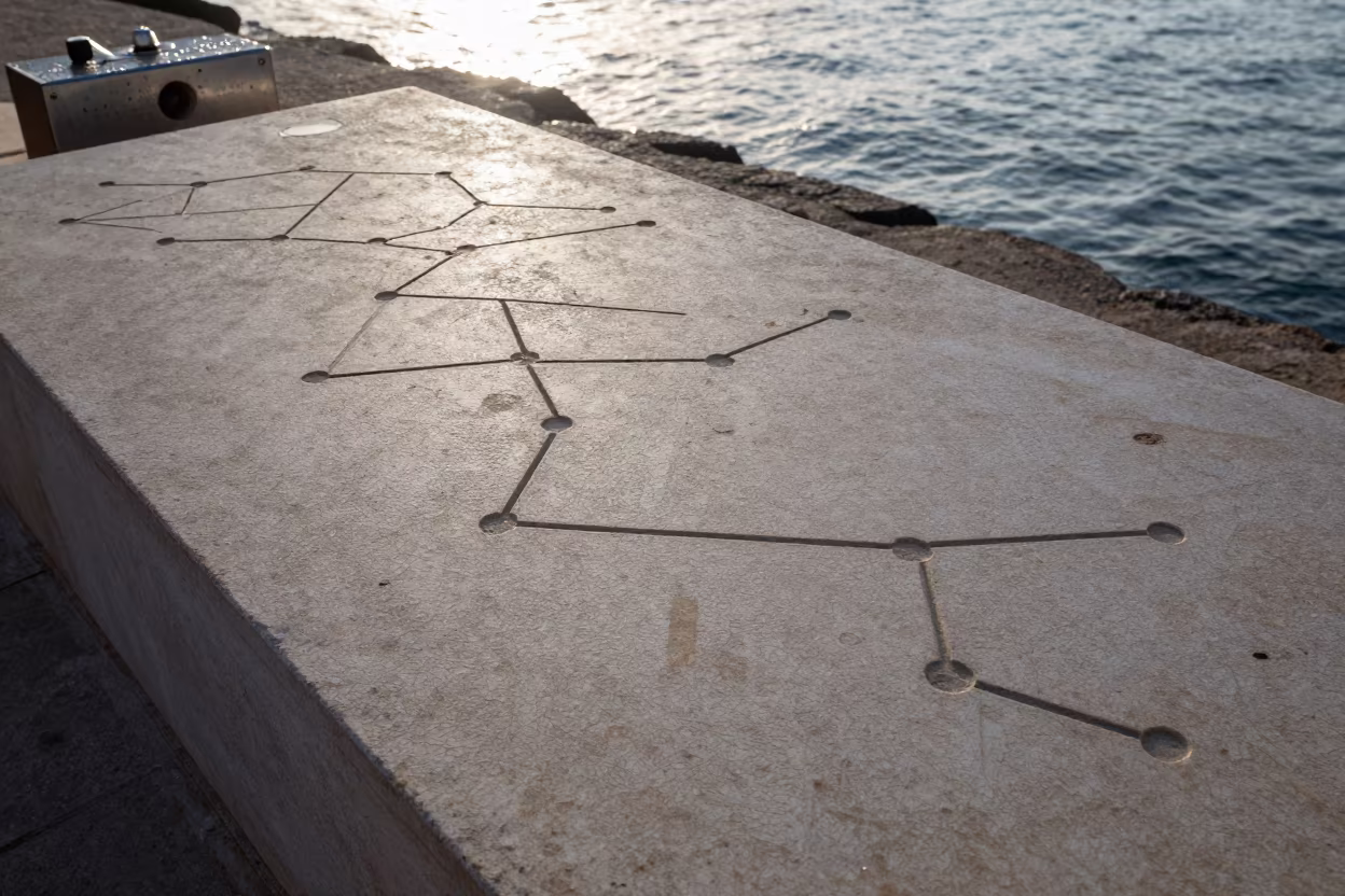 Ancient Stone Constellation Map Near Tunis Observatory in at a remote field station near Tunis