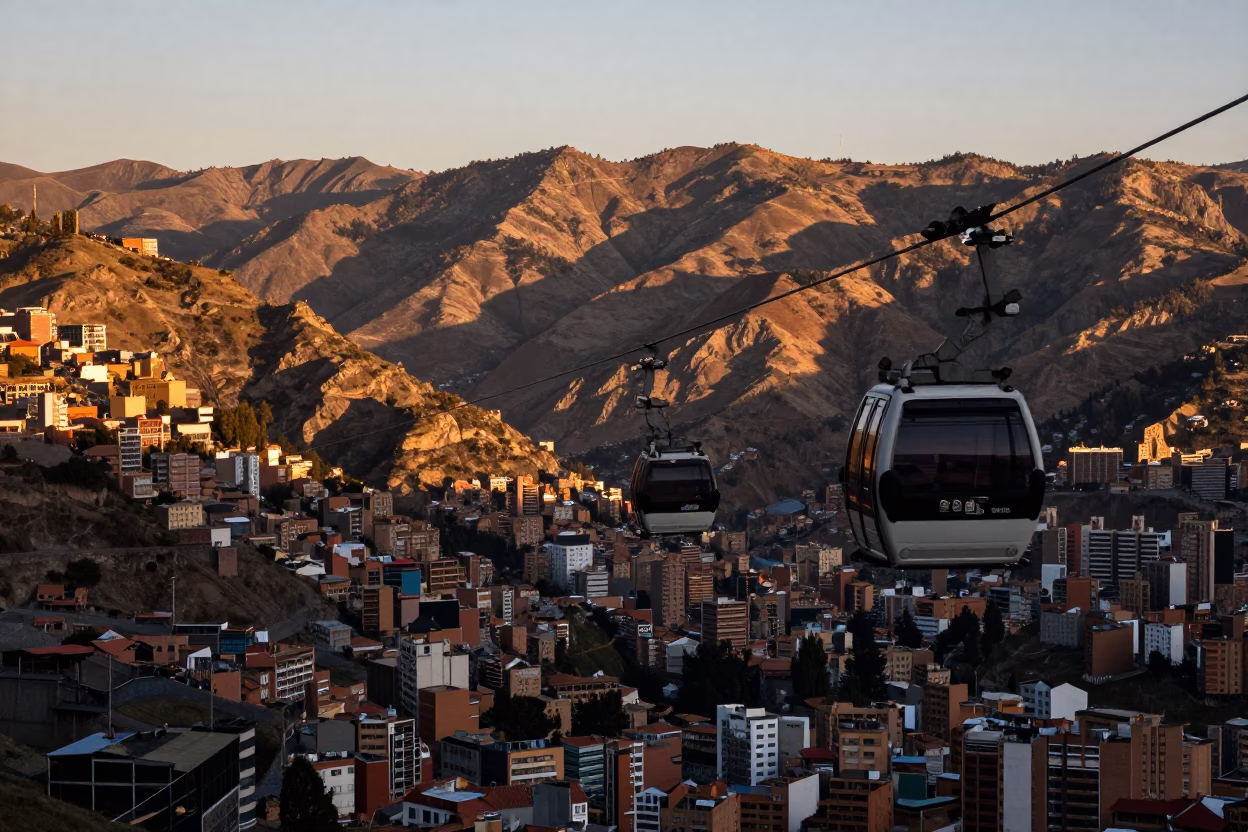 Andes Mountains in La Paz at Nautical Dawn Light in in La Paz, Bolivia