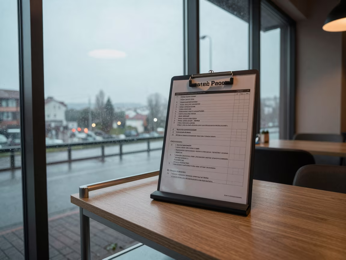 Anesthesia Checklist Board on Cafe Table Near Samsun in on a cafe table by a window near Samsun