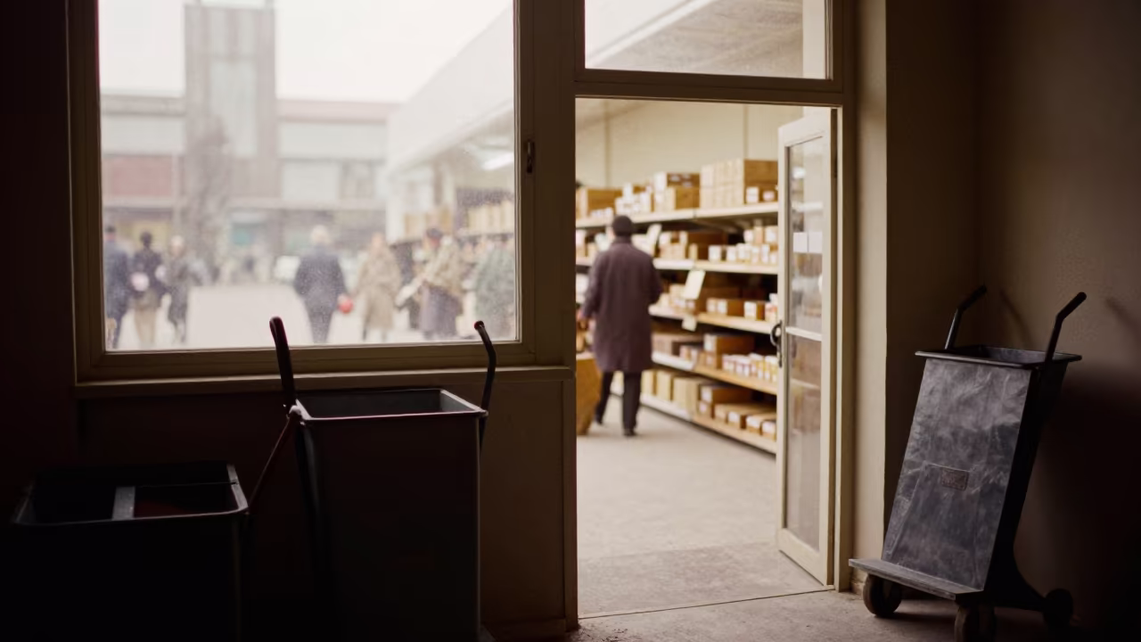 Ankara Stockroom Back Door Winter Returns in inside a stockroom behind the sales floor in Ankara
