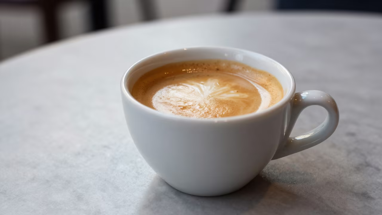 Antalya Espresso Crema on Marble in on a marble cafe table in Antalya