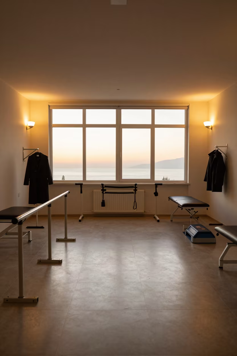 Antalya Rehab Gym Sunset Light Therapy in inside a rehabilitation therapy room in Antalya