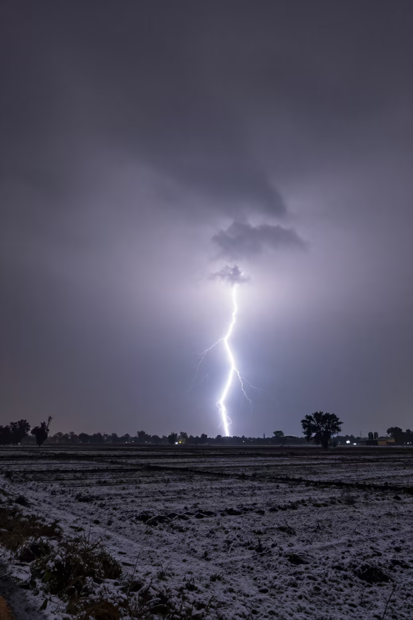 Anti-Crepuscular Rays Over Thunderheads at Night in over a horizon of stacked thunderheads near Jhansi
