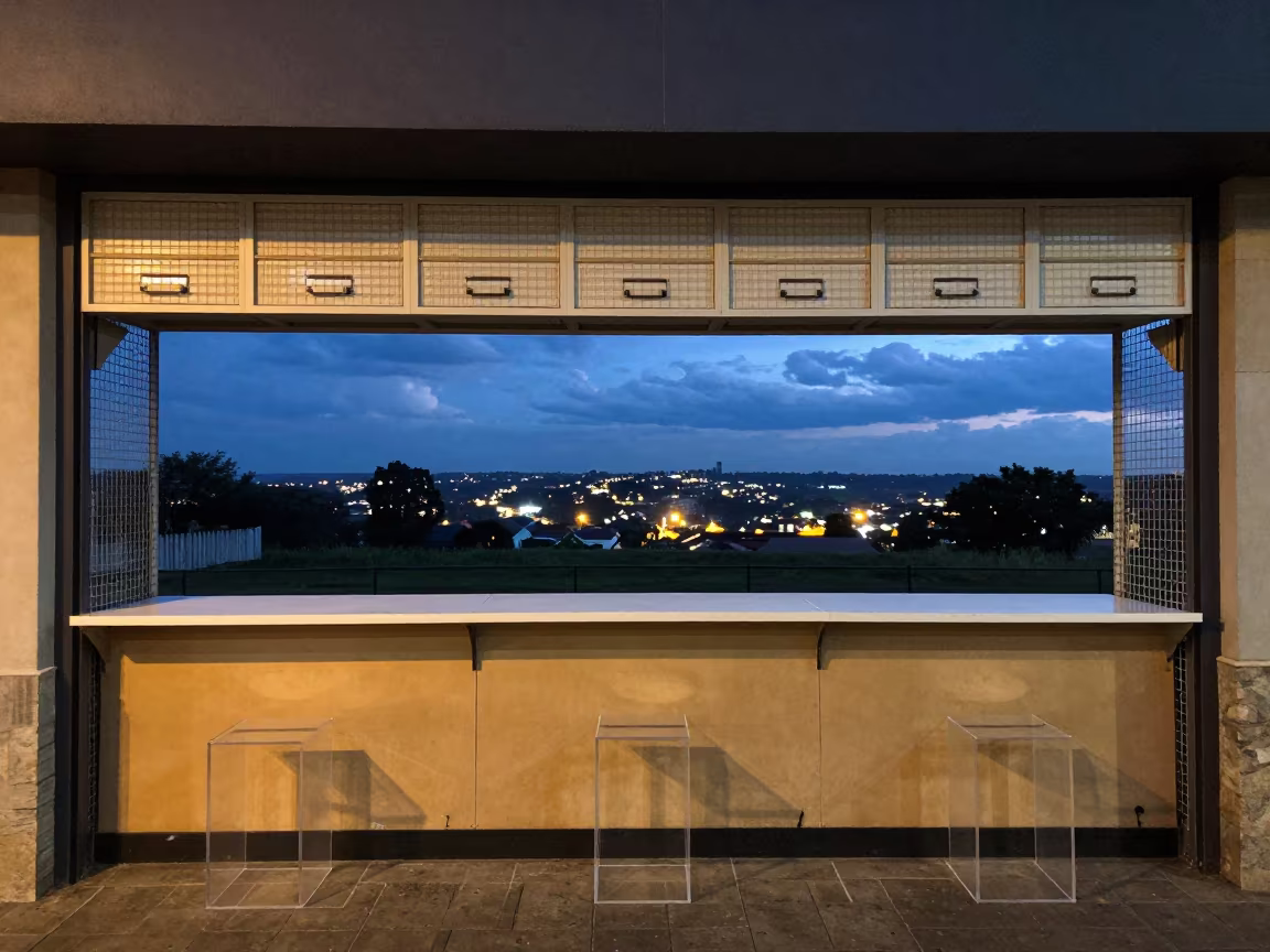 Anti-Theft Spider Wrap Drawer at Blue Hour in beneath a shop awning at blue hour near Johannesburg