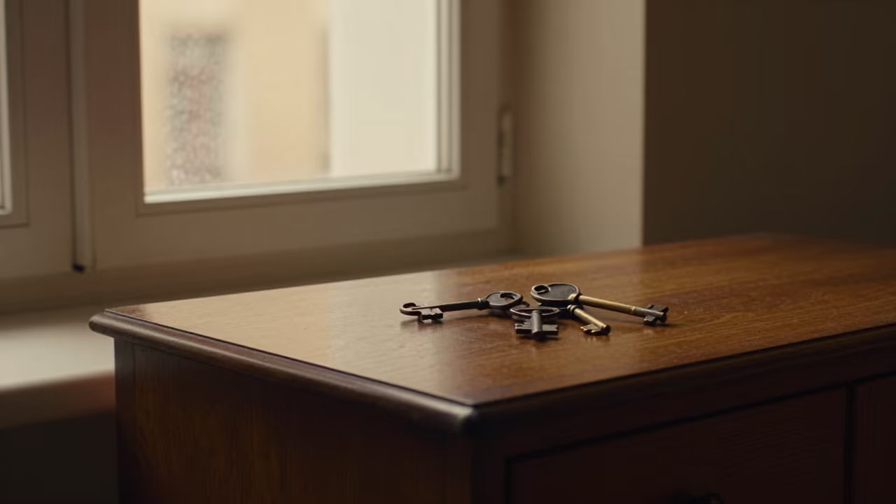 Antique Keys on Leipzig Hotel Dresser in on a hotel dresser in Leipzig