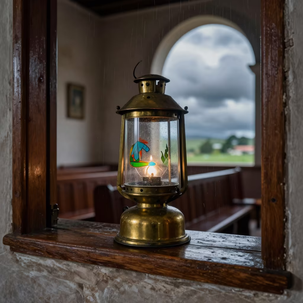Antique Magic Lantern in Malanje Prayer Hall in in a prayer hall in Malanje