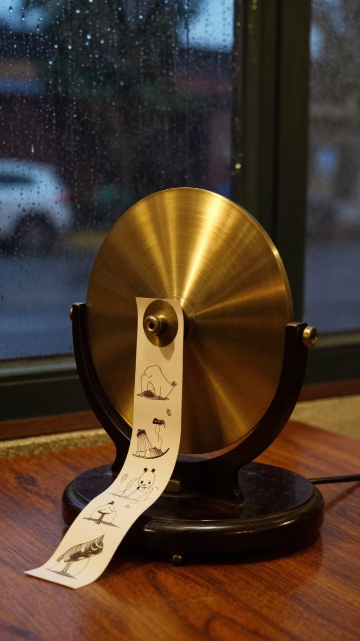 Antique Phenakistiscope on Cafe Table by Window in on a cafe table by a window in Taiyuan
