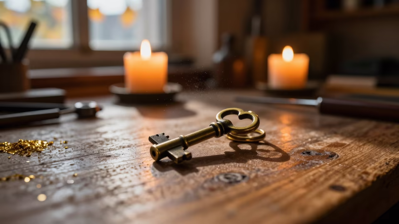 Antique Skeleton Keys on Goldsmith Ring in Cordoba Workshop in inside a goldsmith workshop behind the market lane near Cordoba