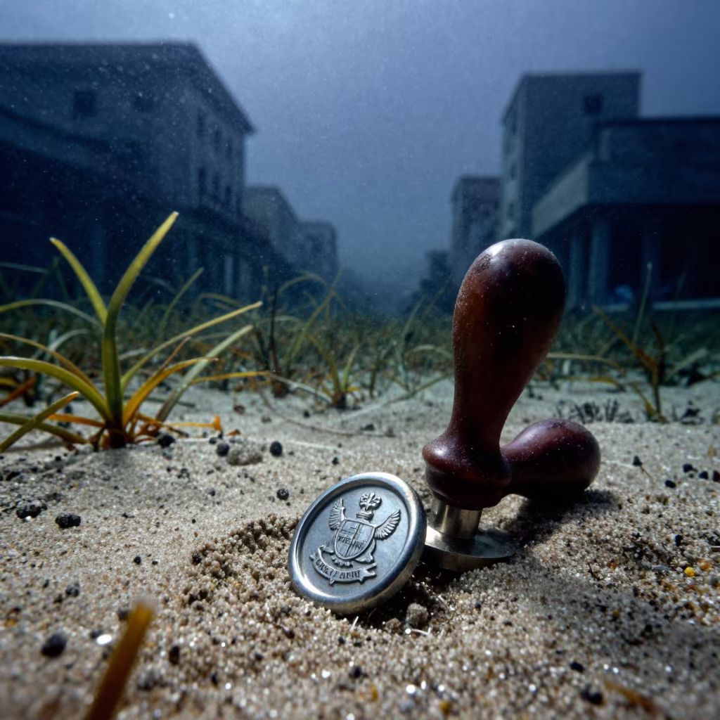 Antique Wax Seal Press in Seagrass Channel in along a seagrass channel near the coast near Centro Habana, Havana
