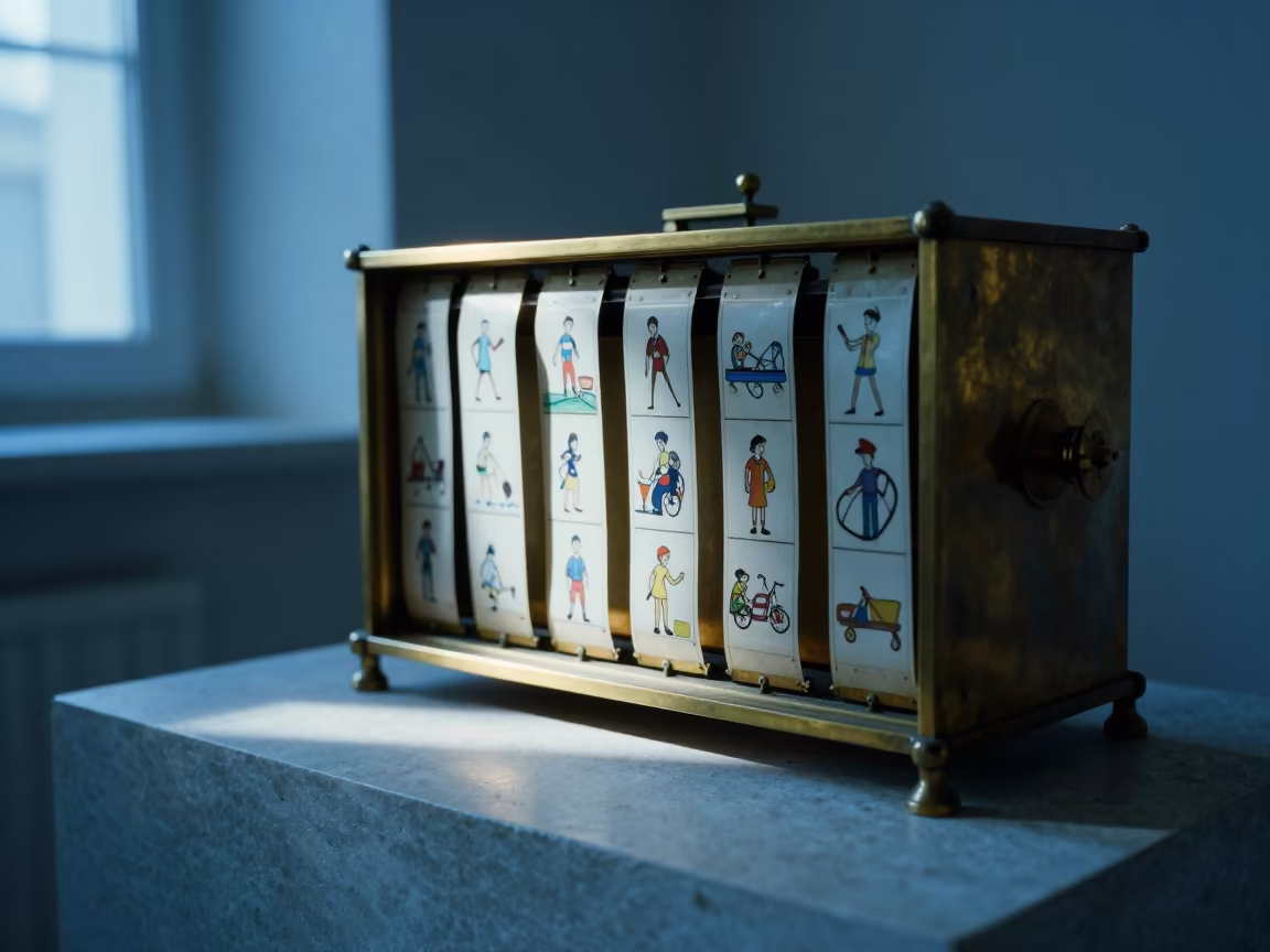 Antique Zoetrope on Hama Museum Plinth in on a museum plinth in Hama