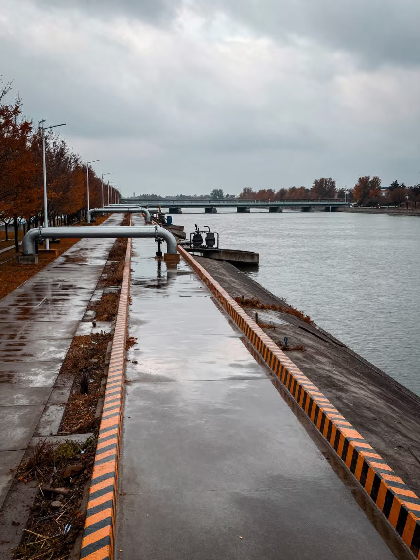 Anyang Storm Surge Heating Corridor Overcast in beside a storm surge barrier in Anyang