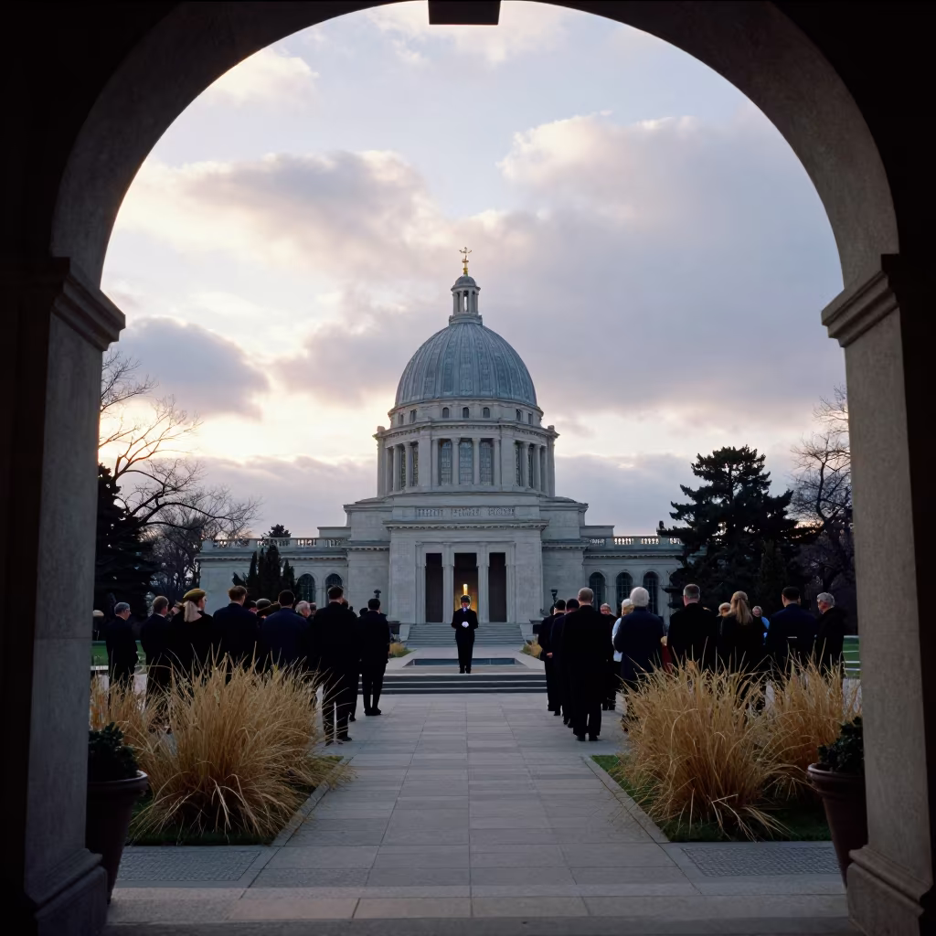 ANZAC Dawn Ceremony Temple Courtyard Łódź in in a temple courtyard near Łódź