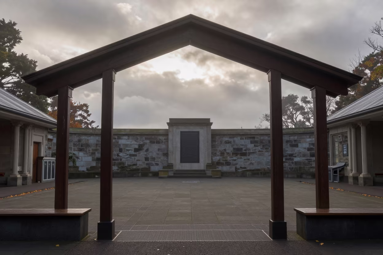 ANZAC Day Dawn Ceremony Auckland Memorial in in a ceremonial hall in Ponsonby, Auckland