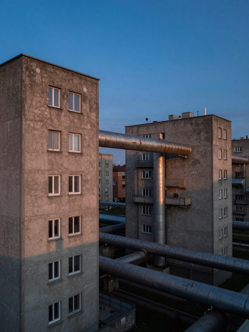 Apartment Blocks at Blue Hour in Krakow in in Krakow, Poland