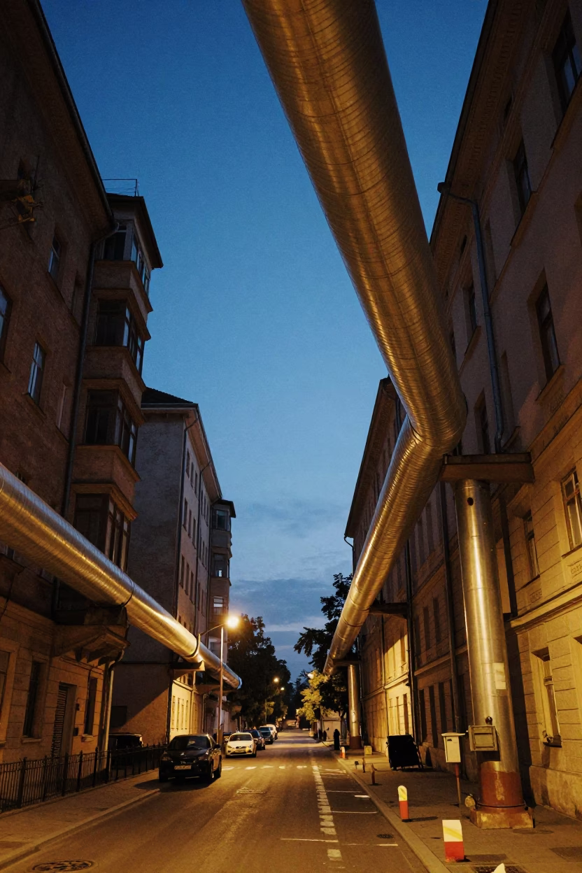 Apartment Blocks at Twilight in Budapest in in Budapest, Hungary