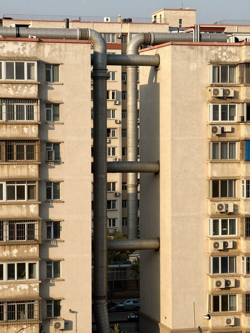 Apartment Blocks in Beijing at Bright Midmorning Light in in Beijing, China