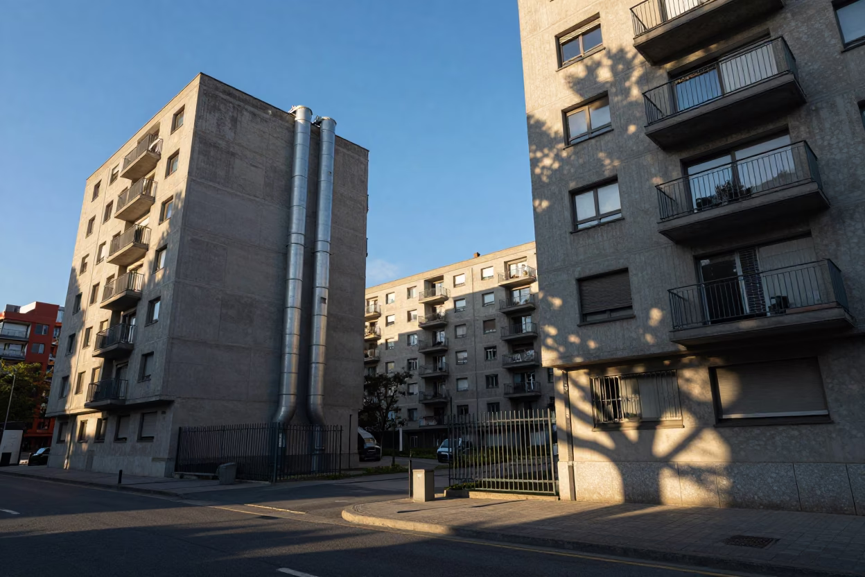 Apartment Blocks in Bilbao at Clear Late-afternoon Light in in Bilbao, Spain