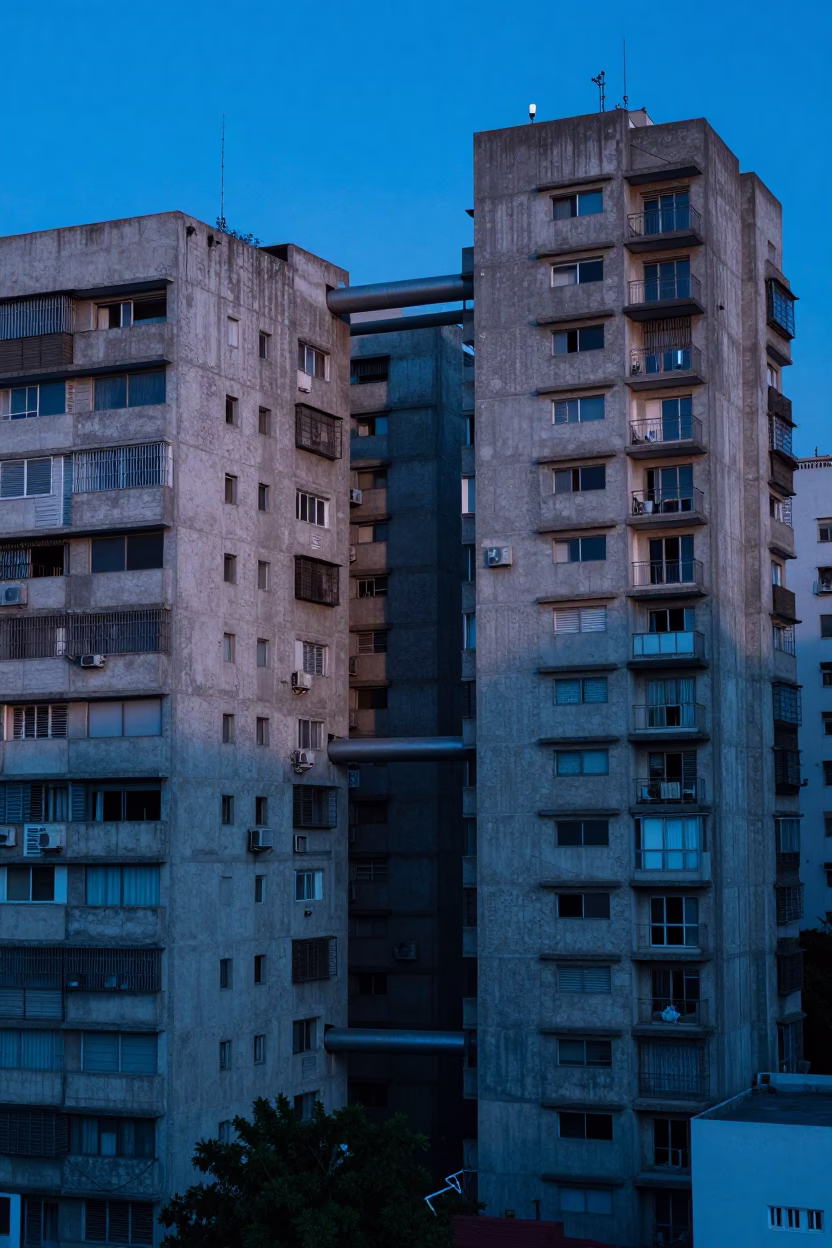 Apartment Blocks in Mexico City at The Last Blue Light Of Evening in in Mexico City, Mexico