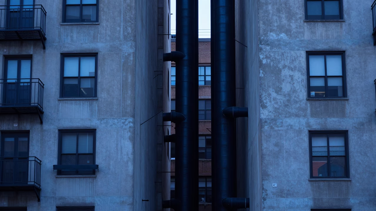 Apartment Blocks in New York at The Last Blue Light Of Evening in in New York, New York, United States