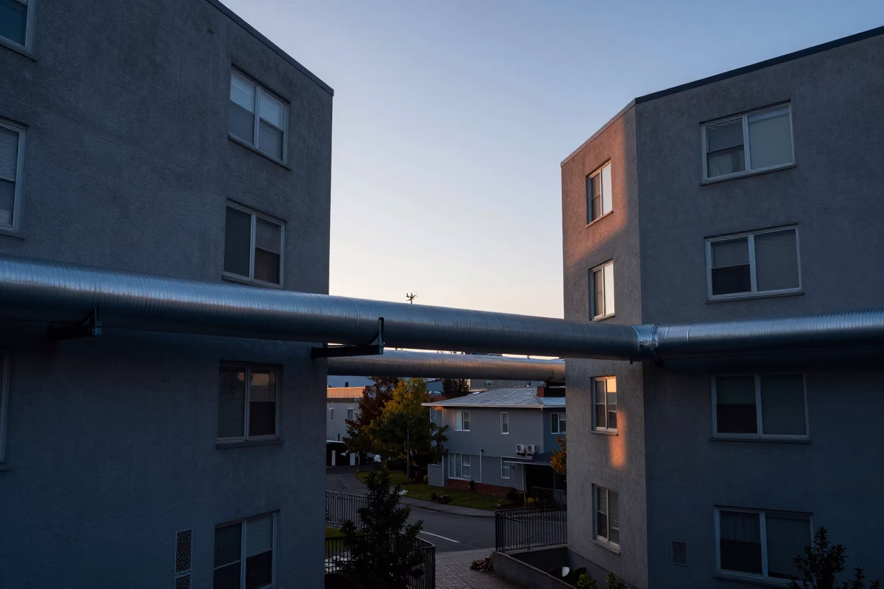 Apartment Blocks in Portland at Sunrise Light in in Portland, Oregon, United States